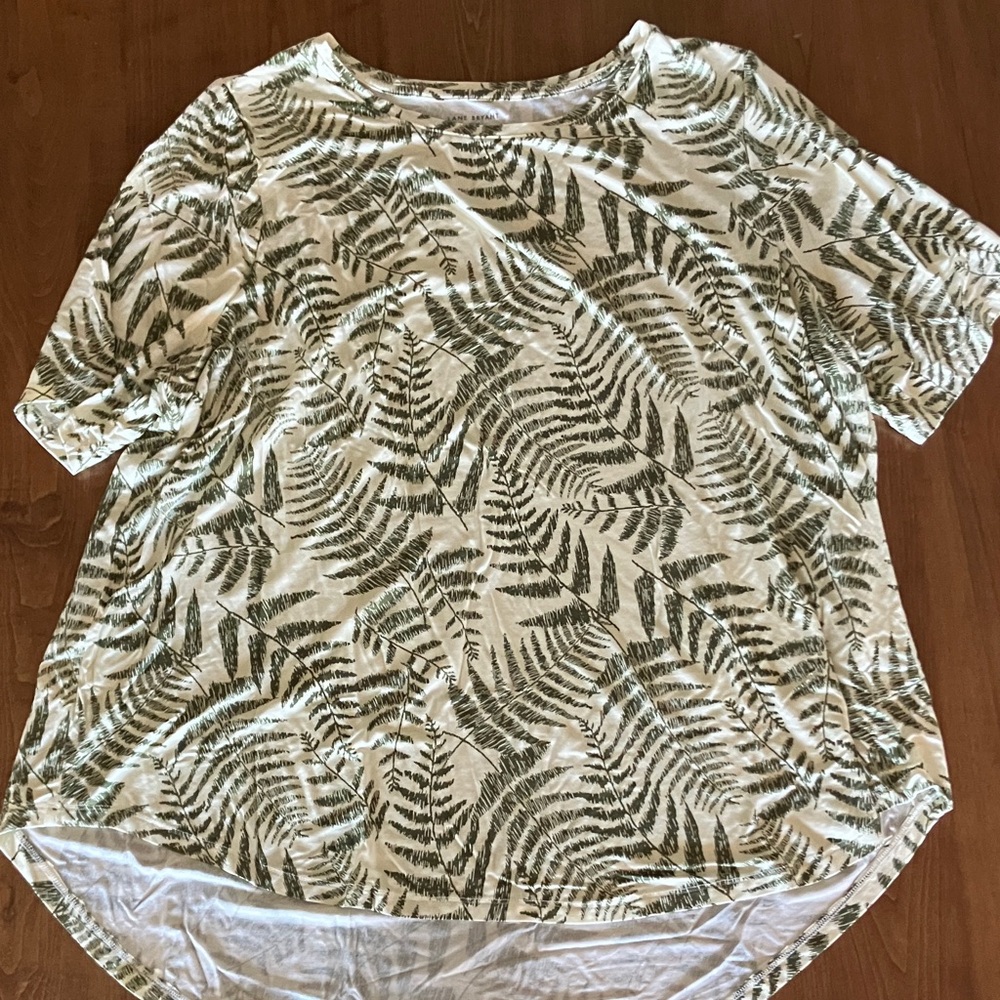 Women's Green Fern Print Short Sleeve Top